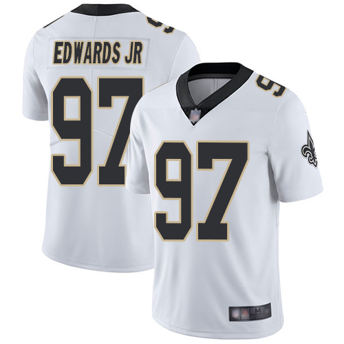 Men New Orleans Saints Limited White Mario Edwards Jr Road Jersey NFL Football #97 Vapor Untouchable Jersey->nfl t-shirts->Sports Accessory